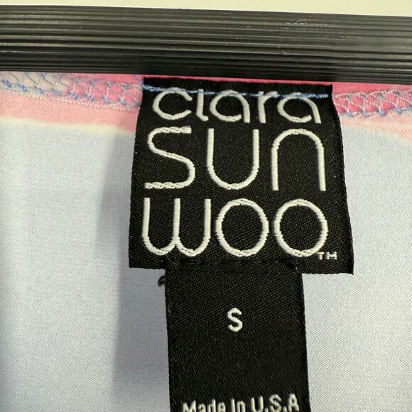 Clara Sun Woo Small Wearable Art to Wear Pink Lavender Stretchy Blouse shIRT toP - Picture 2 of 7